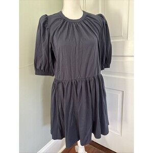 Summersalt The Luxe Pima Puff-Sleeve Mini Dress Size S/M Navy Blue